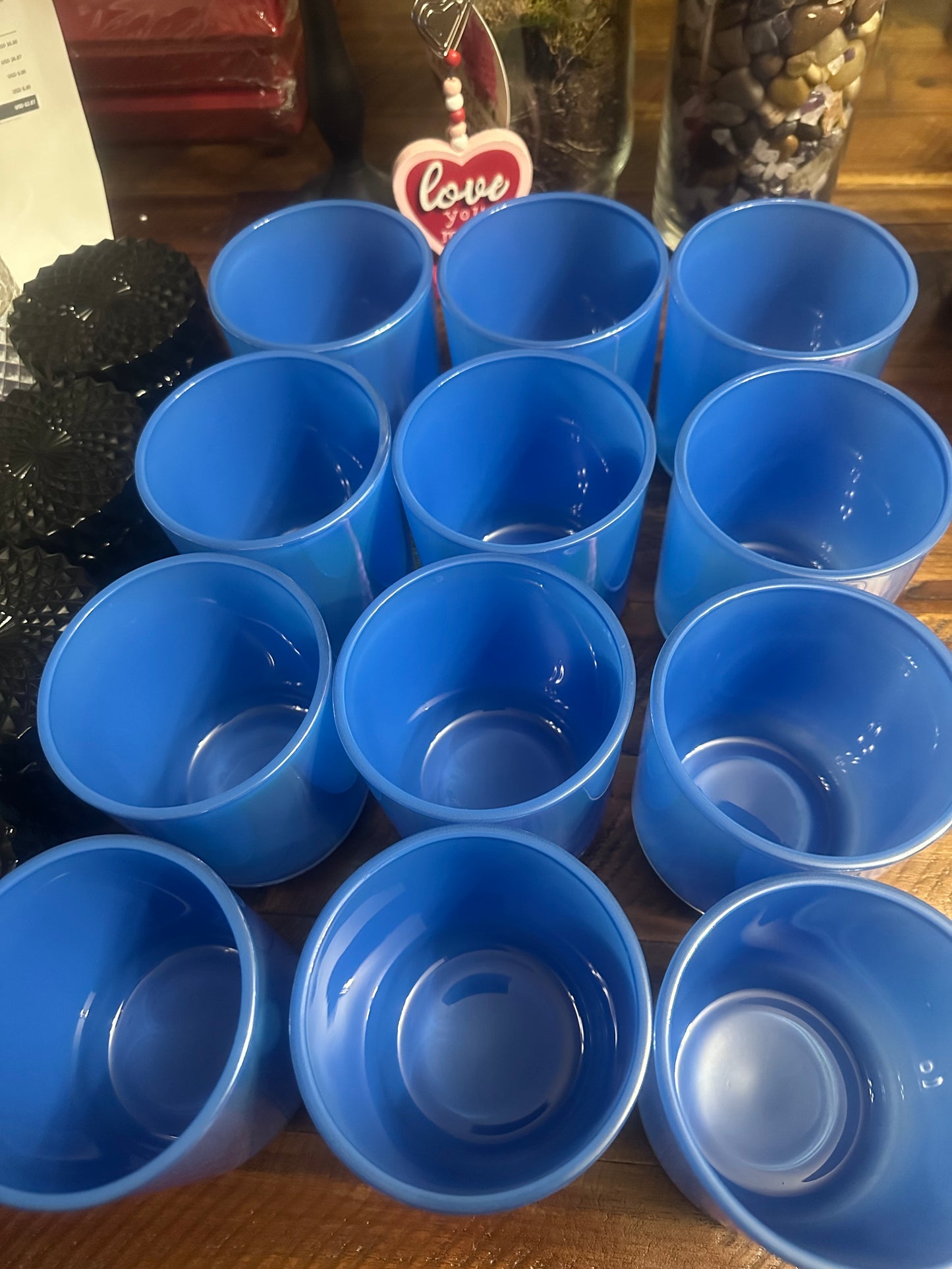 Blue Iridescent Candle